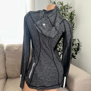 Lululemon heathered gray run back on track pullover jacket